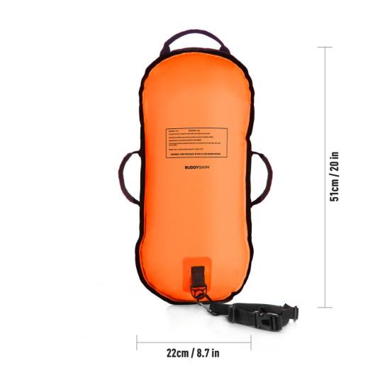 Bojka asekuracyjna BuddySwim Ultralight LLS pomarańczowa wymiary